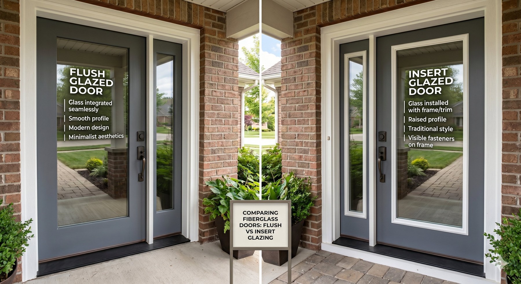 Comparing fiberglass doors: flush vs insert glazing