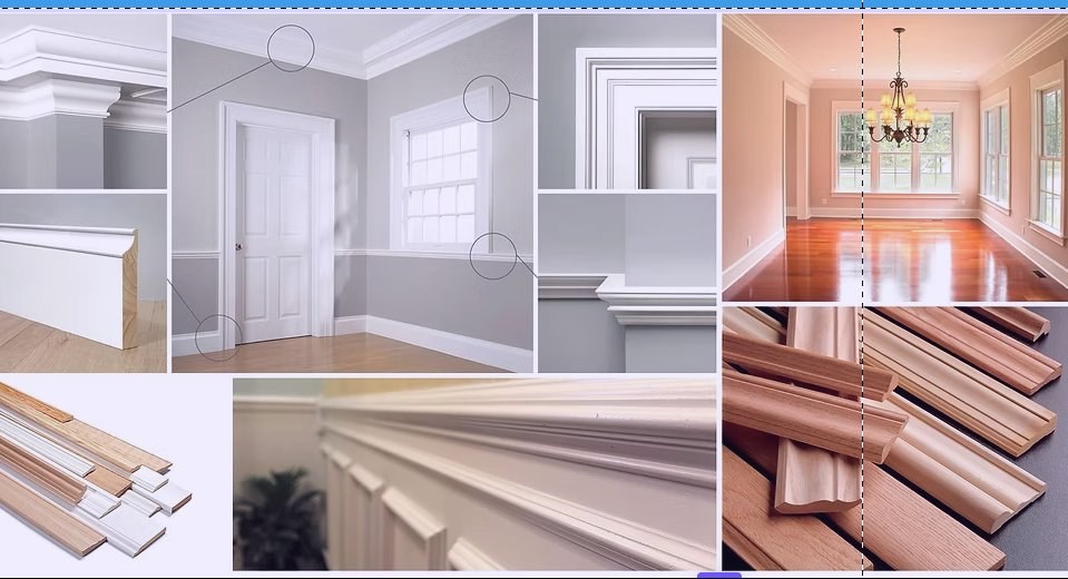 Crown molding, baseboard, casing, and trim profiles — millwork samples from Norwood Supply